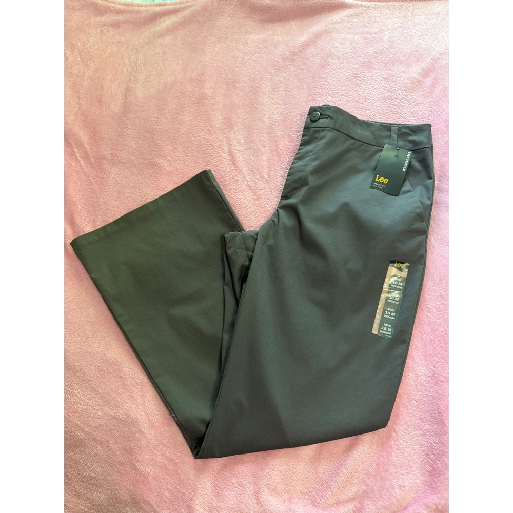 Lee Womens Bootcut Chino Pants Static Gray Wrinkle Free Mid Rise 16M 112354598